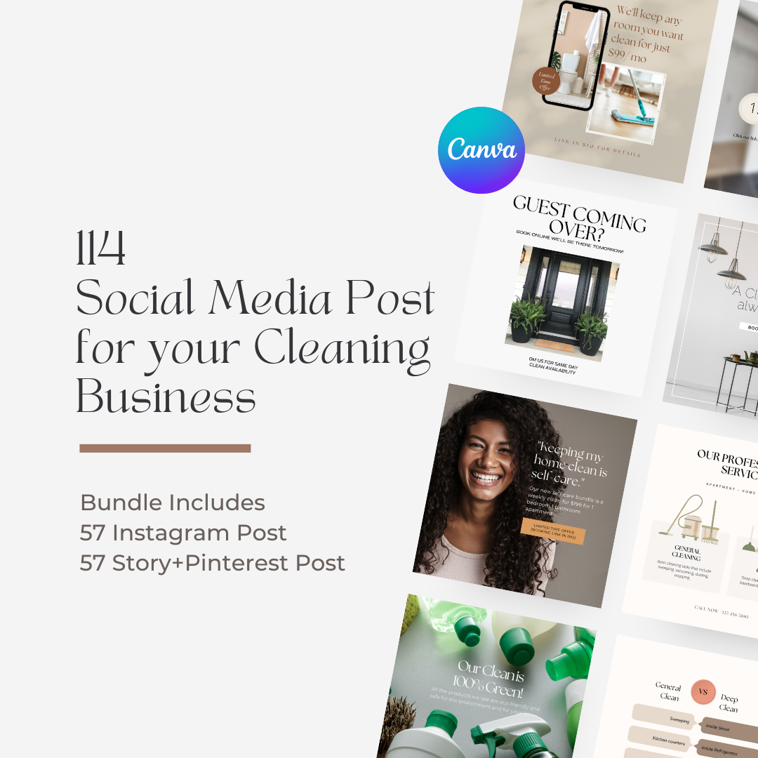 The Social Media Library - 114 Aesthetic Instagram Post for Your Cleaning Business